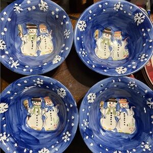 Vintage set of Snowmen couple soup bowls.. Discontinued.